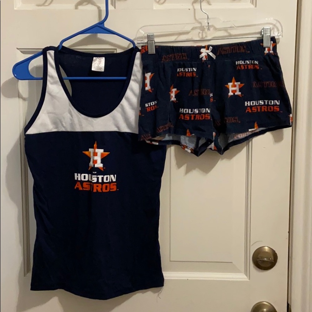 houston astros tank top and shorts pj set